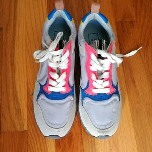 Size8 blue gray and red fashion sneakers